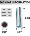 Drop In Concrete Anchors 50 Pack 5/16-18 Zinc Plated Internal Forced Expansion Bolts packaging details