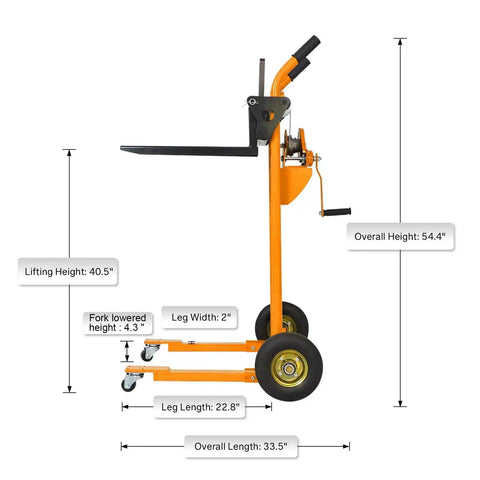 The Heavy Duty Manual Pallet Stacker Material Lift Winch Loader With 330 Lbs Capacity And Rubber Swivel Casters For Hassle Free Shop Floor Freight Hauling