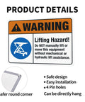 Heads Up Lifting Hazard Do Not Manually Lift Or Move This Equipment 8x12 inch construction safety warning sign details