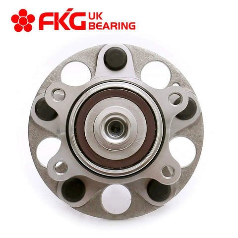 Rear Wheel Bearing Hub Assembly For 2006-2011 Honda Civic ABS LX DX GX 1.8L, 5 Lug, Front View, Direct-Fit OE-Quality Replacement.