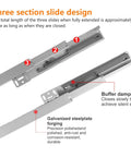 Heavy Duty Soft Close Undermount Drawer Slides With Full Extension Pull Out Shelf Glides For Kitchen Cabinet showing three-section slide design.