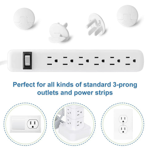 Outlet Covers White 38 Pack Baby Proofing For Electrical Outlets, Child Safety Socket Plugs on power strip and wall outlet