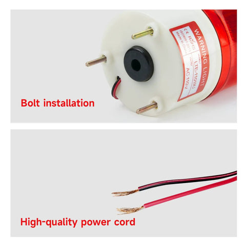 Heavy Duty Rotating Warning Light With Punchy 90Db Buzzer Red Industrial Beacon Alarm For Real Jobsites And Rig Gear 110V Ac Revolving Siren Flasher With Bolt Down Mount