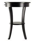 Sasha Round Accent Table With Drawer And Shelf In Black Finish Modern End Table For Living Room Or Bedroom Engineered Wood Construction Stylish Compact Side Table