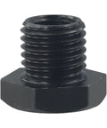 Close-up of wood lathe chuck adapter, M18x2.5 to 1-8TPI, black metal with hex base