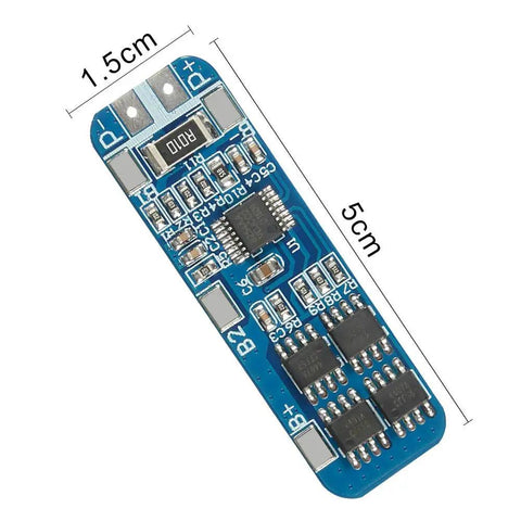 Heavy Duty 3S Bms Module 12V 10A Lithium Battery Balance Board top view showcasing components and dimensions 1.5cm x 5cm.
