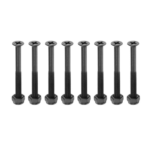 Two Inch Carbon Steel Skateboard Mounting Hardware Set, 8 Screws And 8 Nuts With Flat Heads, 50mm Long, Heavy Duty Fasteners For Cruiser Boards