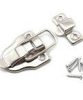 Antique Duckbilled Toggle Latch 2 Pack with screws, 40mm size, silver iron, for Jewelry Boxes, Cabinets, Trunks, spring loaded hasp