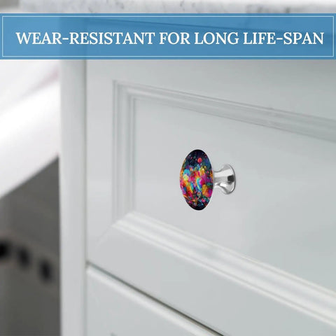 Bright Colorful Round Art Cabinet Knobs 2 Pack With Screws Dope Drawer Pulls For Dressers Cabinets Kitchen Doors Vanity And Furniture Hardware Upgrade Your Home With Stainless Steel Colorful Accent Hardware installed on drawer