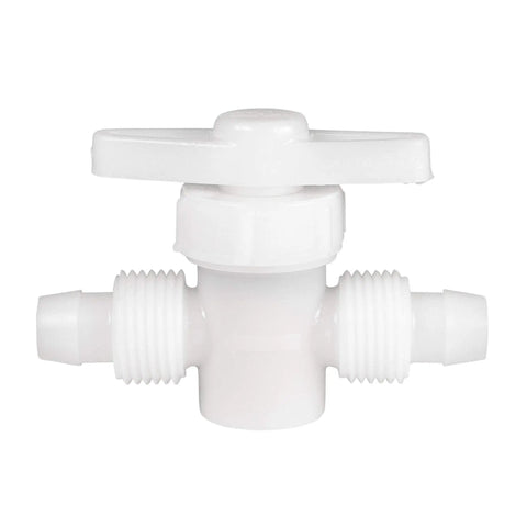 Slick 1/2 Inch Inline Water Shut Off Valve For PEX And Gray Tubing 2 Pack with visible quick turn handle.
