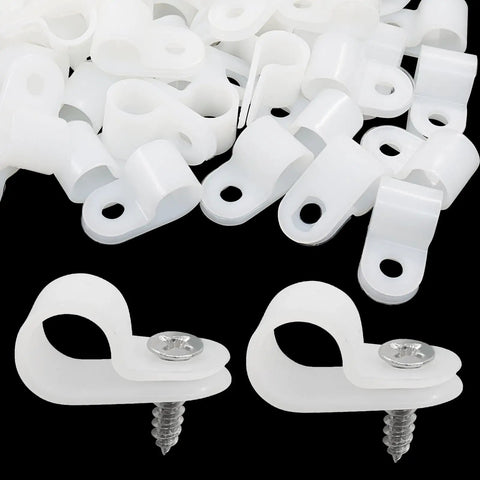 Level Up Your Setup With These Tough White Nylon Cable Clips And Wire Organizers That Keep Your Cords Smooth And Snarl Free Featuring Rock Solid Adhesive Mounting And A Hefty 60 Piece Box Rated Perfectly For 3/8 Inch Cables