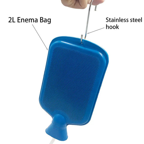 Enema Kit For Home Use With 2L Bag, 5 Ft Silicone Hose, 5 Reusable Tips, Adjustable Water Flow, Multi Size Tips, Easy Cleanse And Colon Detox At Home Set Today blue 2L bag with stainless steel hook