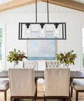 Black Dope 3 Light Modern Dining Pendant Lights For Kitchen Island Cage Linear Hanging Fixture With Glass Shade in dining room