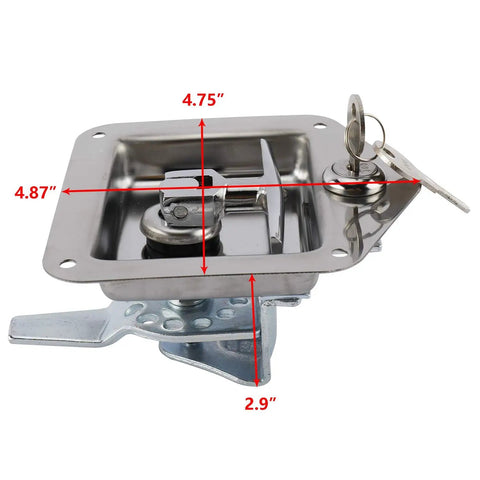 4 Pack Stainless Steel Car Trailer Door Latch T Handle Locking Paddle Entry Door Lock With 8 Keys, Rust Proof And Weather Resistant