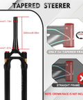 Gravel Front Fork With Air Suspension Built For Rough Gravel Trails, 40mm Travel, 700C Compatible, 1 1/8 Inch Tapered Steerer diagram