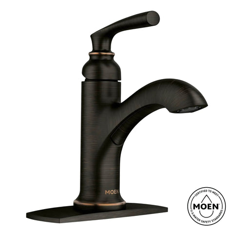 1.2 GPM Single Hole Bathroom Faucet With Pop Up Drain Duralast Technology Deck Mount Lever Handle Mediterranean Bronze Finish