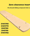 Zero Clearance Miter Saw Insert 2 Pack For Dewalt Sliding Compound Saws DHS780 DHS790 DWS779 DWS782 DWS780 on yellow background.