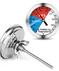 Backyard BBQ Thermometer Gauge For Charcoal Grill And Pit Smoker With Fahrenheit Dial Color Coded Zones 100 To 550 F Ultra Accurate