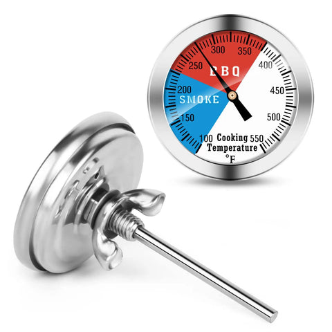 Backyard BBQ Thermometer Gauge For Charcoal Grill And Pit Smoker With Fahrenheit Dial Color Coded Zones 100 To 550 F Ultra Accurate