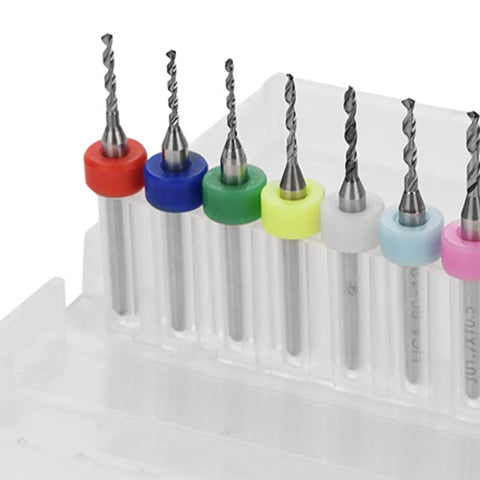 Pro Grade 1.1-2.0mm Tungsten Carbide Micro Drill Bits Set for PCB Drilling with storage box and colored rings