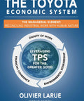Book cover: The Toyota Economic System by Olivier Larue, blue gradient with orange subtitle banner
