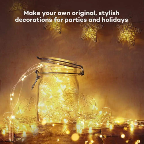 24 Pack Battery Operated Fairy Lights With 3 Modes, 7 Foot Long Silver Wire 20 LED Mini Twinkle String Lights in mason jar