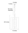 Black Geometric Pendant Lighting For Kitchen Island And Foyer, Adjustable Frame Chandelier, 12-Inch Wide By 20.5-Inch High Diagram