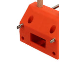 Home Table Bench Vise Clamp For Woodworking ABS And Stainless Steel Universal Clamp With Wood Pins For Bench Fixing Holding Small Pieces And Quick DIY Woodworking Tasks orange clamp close-up