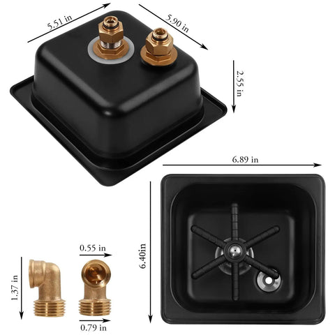 Bar Ready Cup Rinser For Coffee Shops And Home Bar Use Black Glass Pitcher Rinser That Cleans In 1-3 Seconds No Power Needed