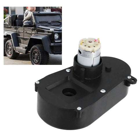 Low Noise 6600RPM Steering Gearbox Replacement For Kids Electric Cars next to a toy SUV, showing motor details