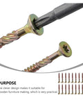 Close-up of 100 Pcs T25 Plum Wood Screws Set Self-Tapping Pocket Hole Plaster Dowel Fasteners with screwdriver insert