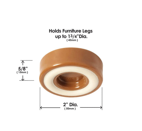 Non Slip Furniture Caster Cups Floor Protectors For Furniture Feet Set Of 4 Round One And Three Quarters Inch Caramel Finish size details