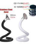Heavy Duty 3 Ft Flexible Smoke Extraction Hose With Suction Hood For Welding Fume Removal, black and white, stainless steel cover.