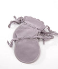Premium Velvet Jewelry Pouches 60 Pcs Small Drawstring Bags Gray 9x12cm soft cushioned protection, two gray pouches stacked