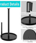 Stainless Steel Freestanding Paper Towel Holder For Countertop, Black Rack With Anti Slip Weighted Base, Effortless One Hand Tear Design Keeps Kitchen Looking Fresh, large base and rustproof material.