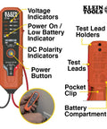 Voltage Test Kit With Clamp Meter And Leads, Auto-Ranging AC DC Voltage, Resistance And Continuity Testing device with labeled parts
