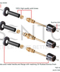 Diagram of Three Handle Tub And Shower Trim Set For Gerber Faucets Oil Rubbed Bronze, showcasing solid brass construction.