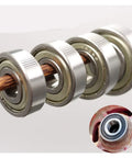 Heavy Duty Deep Groove Ball Bearing Set Sizes 6200 Through 6207 Featuring ZZ DDU RS Seals For Electric Motorcycles, showing multiple bearings on an axle.