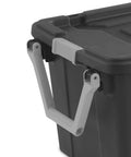 Close-up of handle and locking lid on Beefy 40 Gallon Storage Bin On Wheels With Locking Lid Resin Plastic Toolbox For Garage