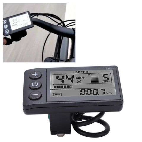 S866 Electric Bike Display LCD Meter For Zero Point Nine Inch Handlebar Mount 24V 36V 48V Bike Computer Screen With 5 Pin Plug
