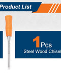 5 16th Inch Carbon Steel Beveled Edge Wood Chisel with Plastic Non Slip Handle Orange Grip for Woodworking Carving and DIY Projects