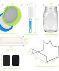 Sprouting Kit for Home Grown Sprouts No Fuss Two Wide Mouth Mason Jars 1000ml Capacity Stainless Steel Sprout Lids set components