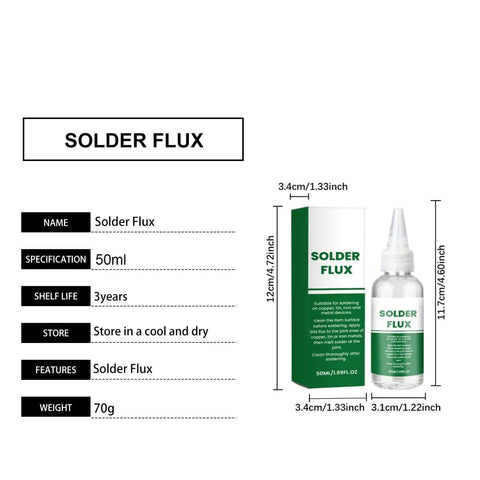 Liquid Flux Soldering Paste 50ml For Electronics DIY and PCB Assembly, Pro Grade Solder Flux Bottle and Box
