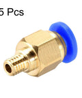 Push To Connect Pneumatic Brass Fittings For 4mm OD Tubing And 1.75mm Filament M5 Thread, 5 pack with blue seal