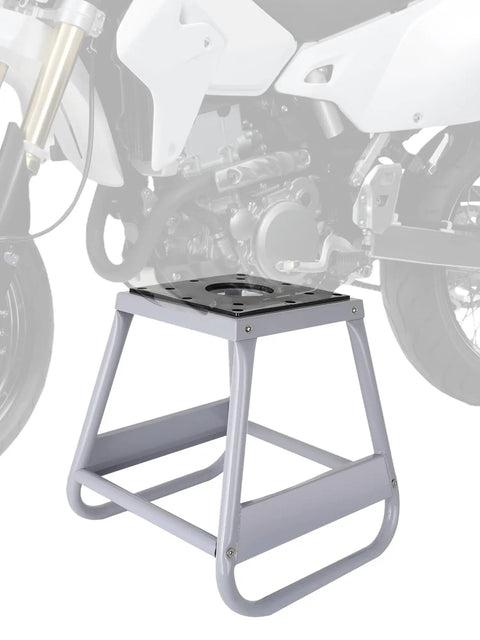 Front view of Beefy Dirt Bike Stand With Anti Slip Surface 450 Lbs Capacity Universal Detachable Motorcycle Lift Box Stand, gray.