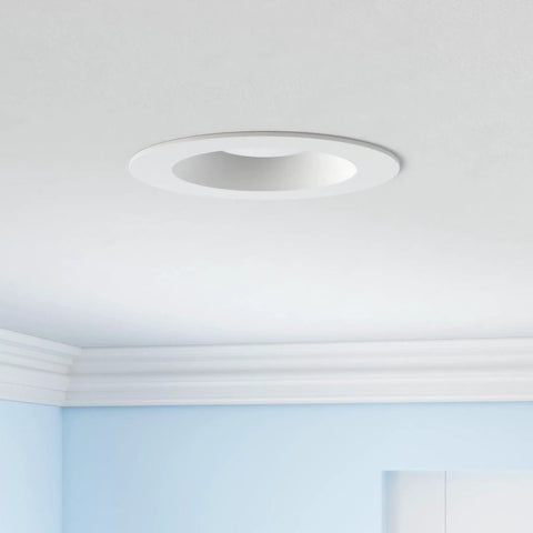 Ceiling view of 12 Pack 6 Inch LED Recessed Can Lights With Smooth Trim, Dimmable Retrofit Downlights, Easy Install