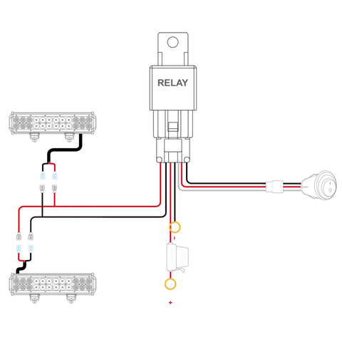 Wiring diagram for 4 Inch Yellow LED Pods Dual Pack 60W Flood And Spot Combo Driving Fog Lights with relay and harness