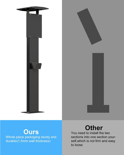 All Weather Rated Outdoor Electric Charger Pedestal Stand, Freestanding Level 2 Charging Station Mount, matte black finish.