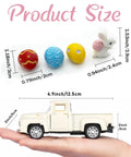 Vintage Easter Farmhouse Mini Diecast Metal Pickup Truck Decor With Eggs And Bunny For Tiered Tray Tabletop White Finish Gift