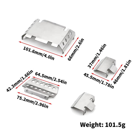 Heavy Duty Metal Chassis Protective Plate for One Tenth Scale RC Cars and Tracked Vehicles with size dimensions